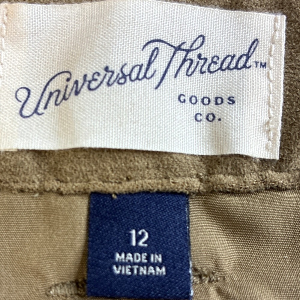 NWT Universal Thread Women's Size 12 Tan Faux Suede Button Front Midi Skirt - Picture 4 of 16